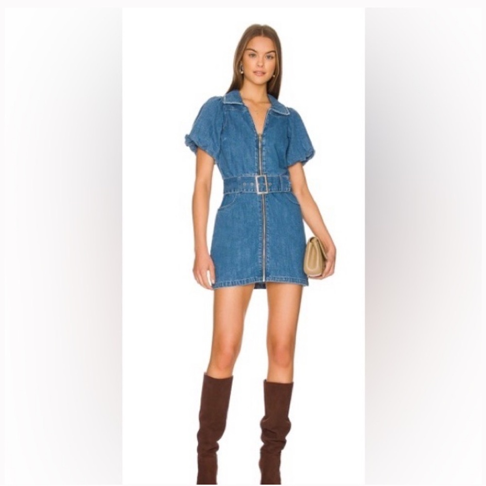 Show Me Your MuMu Denim Mini Dress with Belt
